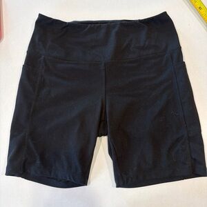 Danskin Black High-Rise Bike Shorts with Side Pockets